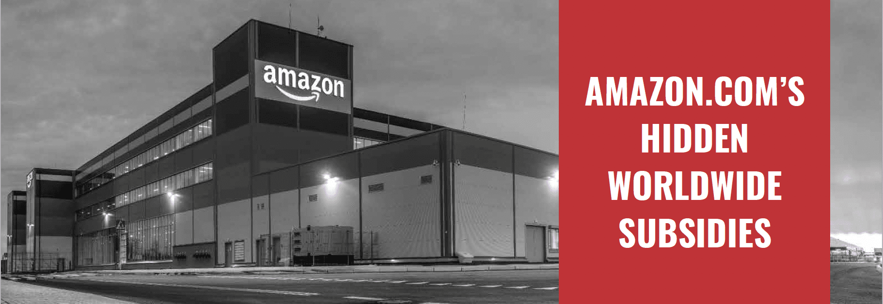 Cover shows Amazon facility and the words, "Amazon.com's Hidden Worldwide Subsidies"